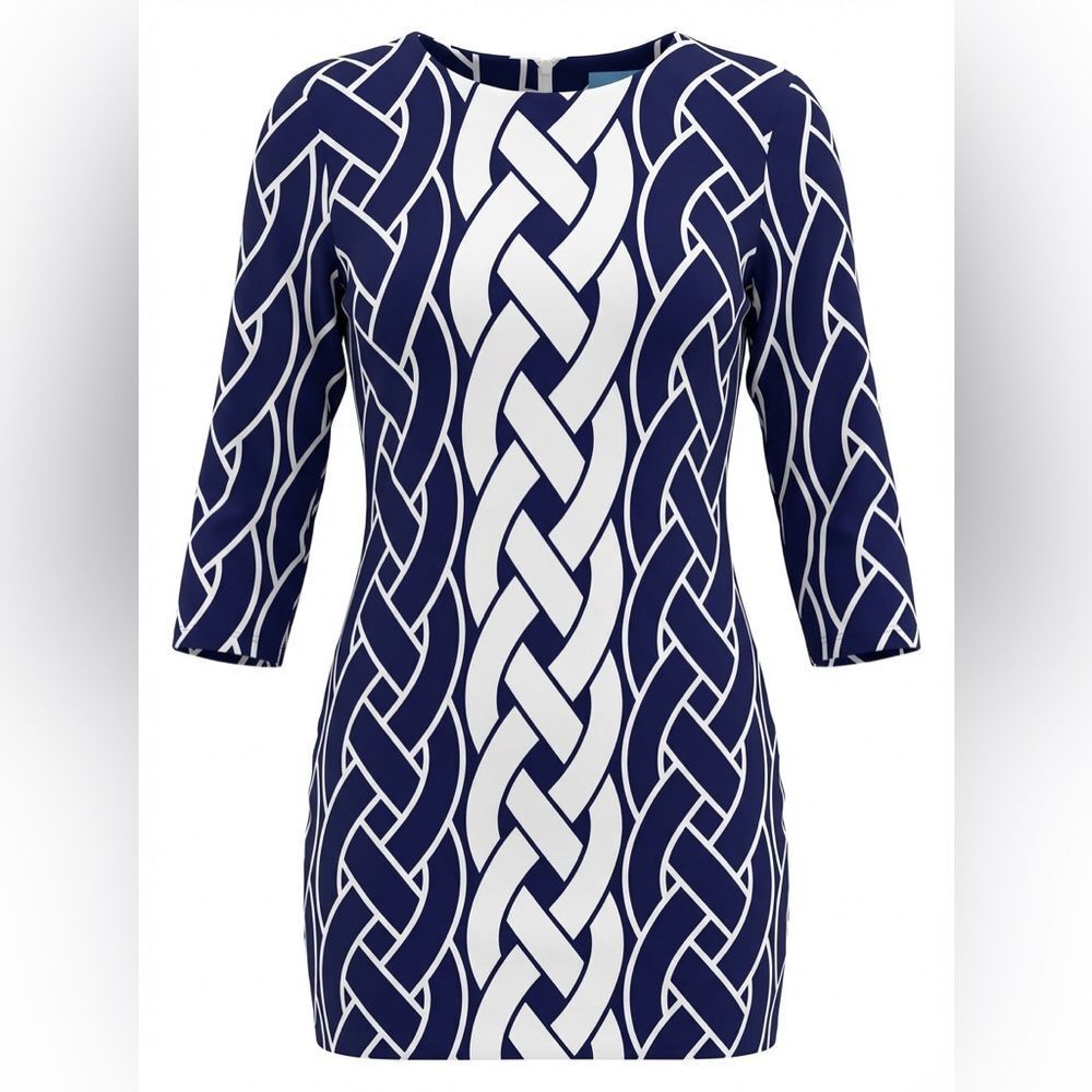 J MCLAUGHLIN DEVON CHATHAM BRAID KNIT SHEET DRESS PURPLE WHITE SITL